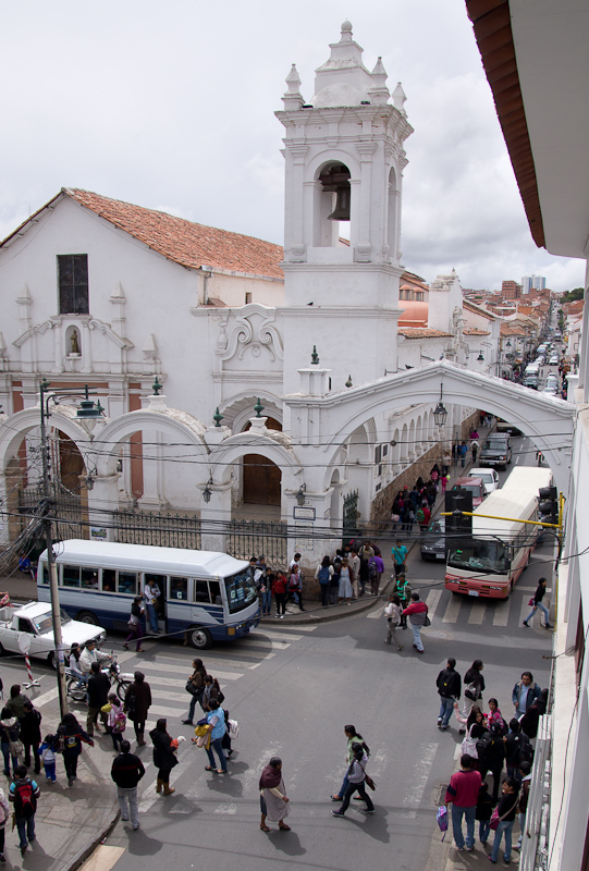 het uitzicht vanuit onze kamer in Sucre