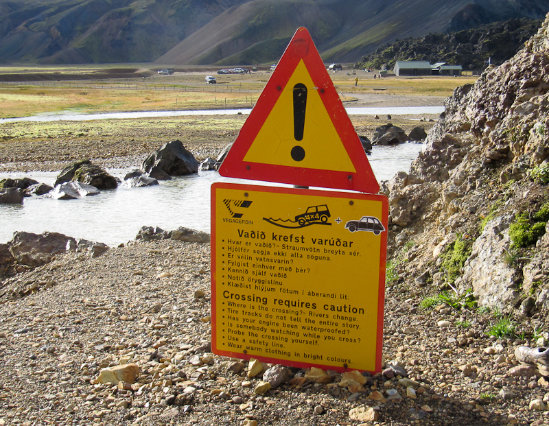 toegang tot de camping in Landmannalaugar