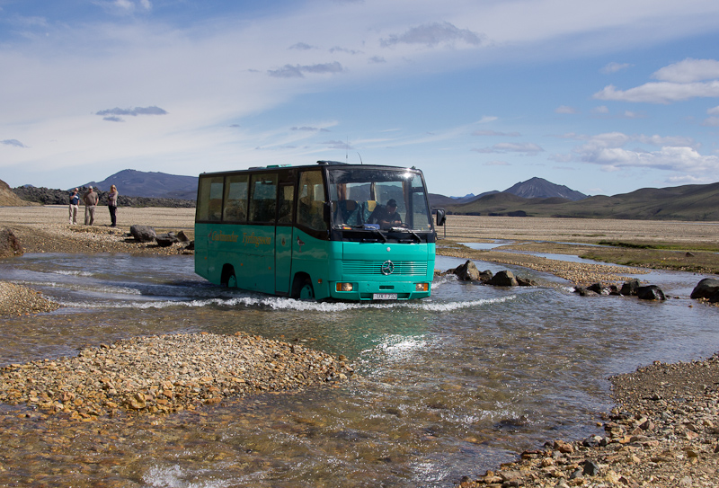 toegang tot de camping in Landmannalaugar