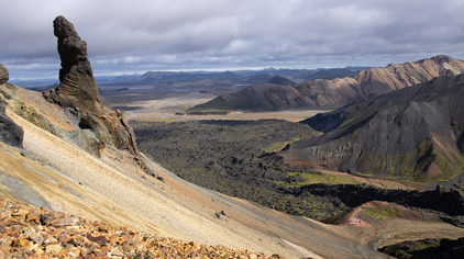 Laugahraun (lavaveld) vlak achter de camping van Landmannalaugar