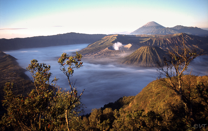 56  de Bromo-vulkaan kort na zonsopkomst
