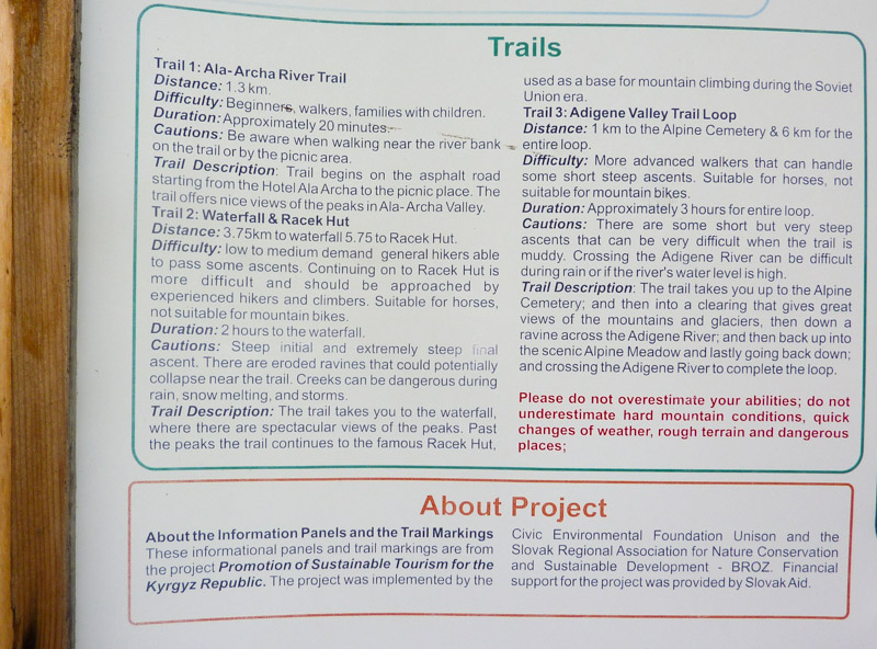 Ala-Archa Nationale Park routes