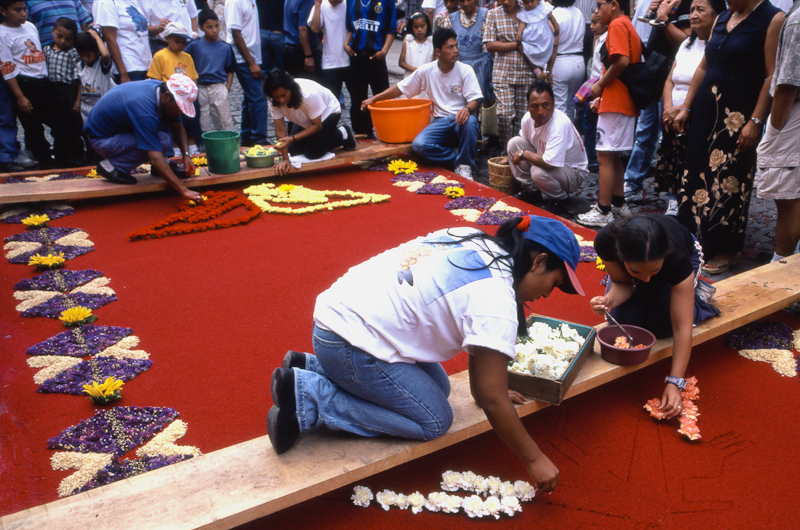 een bloemtapijt leggen kostte vele uren